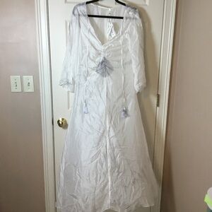 Florabella NWT White Silk Sheer Dress/Cover Up - S